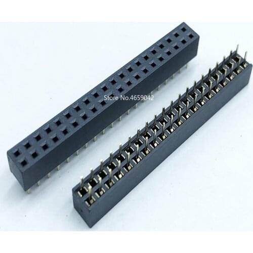 10PCS 2x20Pin Double row Straight Female Pin Header 2.54MM Pitch Strip Connector Socket 2*20 20p 20PIN 20 Pin For PCB Board