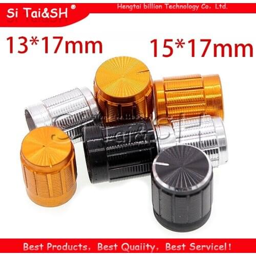 10PCS aluminum alloy 13*17mm 15*17mm potentiometer 13*17 15*17 knob rotation switch volume control knob black silvery