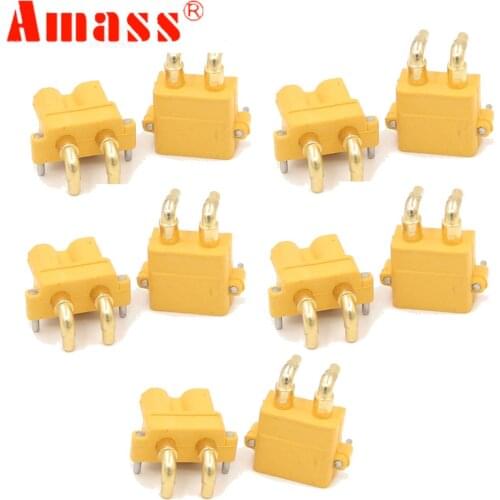 10 x Amass XT30PW ESC Motor PCB board plug Banana Golden XT30 Upgrade Right Angle Plug Connector for RC mode (5 Pair )
