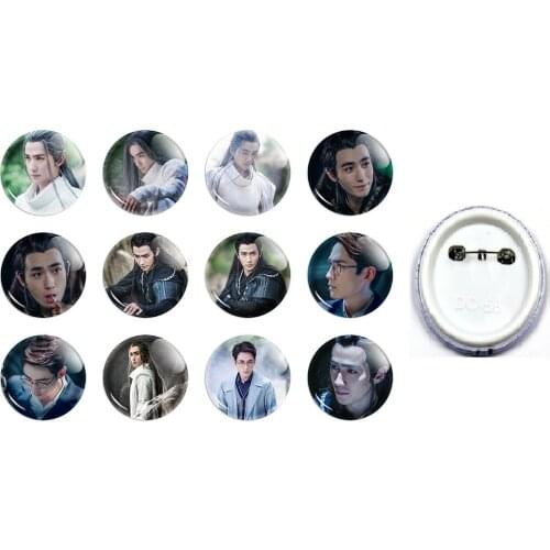 12 pieces Zhu Yilong Photo Badge Brooch Ornaments Insignia China TV Drama Program Zhen Hun Male Art Picture Badge Christmas Gift