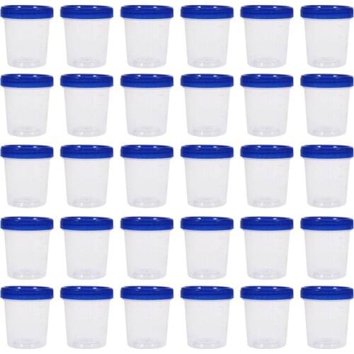 30/20pcs Disposable Measuring Cups with Lid Plastic Transparent Specimen Cup Container For Home Kitchen 120ml
