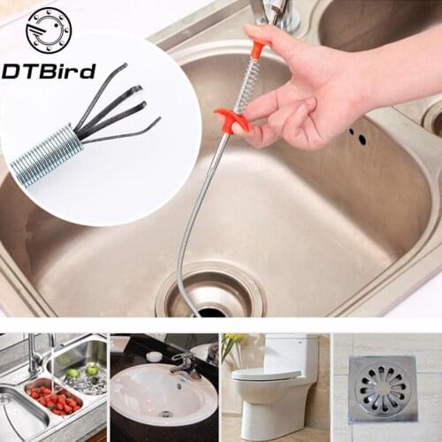 60cm Kitchen Bathroom Sink Pipe Drain Cleaner Pipeline Hair Cleaning Removal Shower Toilet Sewer Clog Long Line Plastic Hook