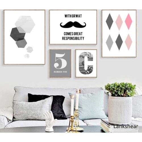 Abstract Geometry Rhombus Moustache Sea Wall Art Canvas Painting Nordic Posters And Prints Wall Pictures For Living Room Decor