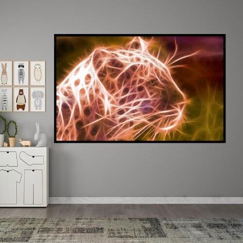 Red green blue leopard abstract Wall Poster Nordic Canvas Print Painting Contemporary Art Decoration Picture Living Room Decor