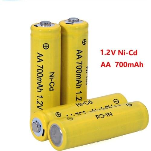 1.2v NI-CD AA Batteries 700mAh Rechargeable nicd Battery 1.2V Ni-Cd aa For Electric remote Control car Toy RC ues