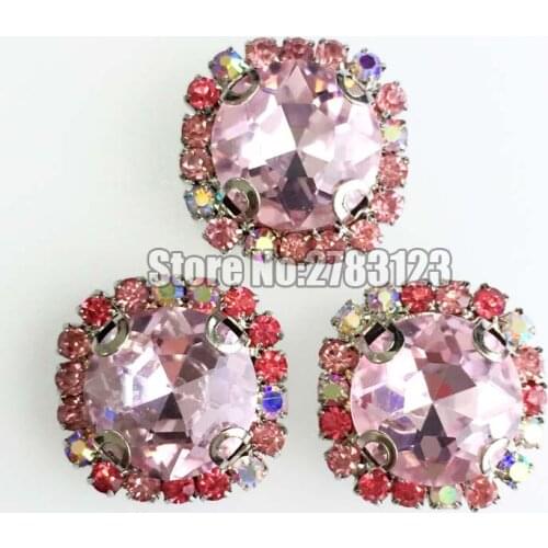 Free shipping 12mm Pink AB chain pink rhinestones AAA+ Crystal Glass flatback sew on stones with holes diy/clothing accessories