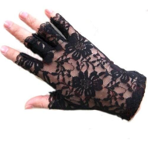 Free shipping New Korean version cosplay half-finger short lace gloves sunscreen women performance stage gloves