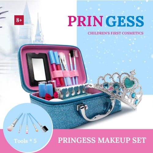 Kids Girls Makeup Toys Cosmetics Princess Makeup Box Set Role Play Pretend Safe Makeup Kit Box Eyeshadow Lipstick Beauty Toy
