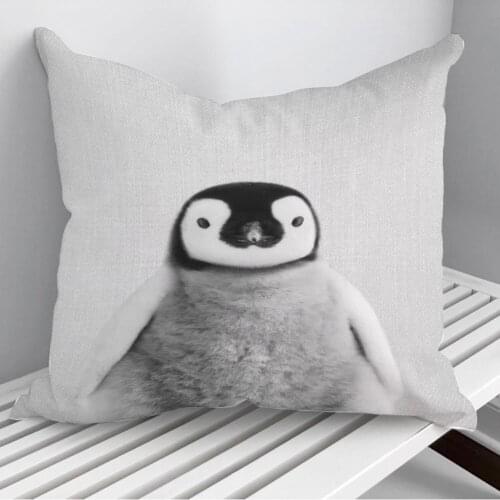 Baby Penguin BW Throw Pillows Cushion Cover On Sofa Home Decor 45*45cm 40*40cm Gift Pillowcase Cojines Dropshipping