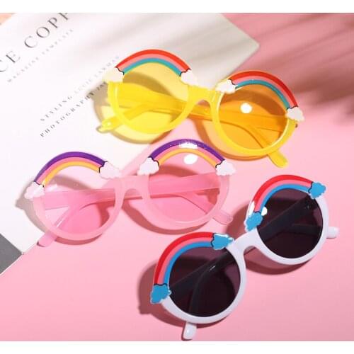 Kids Boys and Girls Sunglasses Rainbow Pattern Anti-UV Sunglasses Round Flower Gafas Infant Summer Beach Holiday Eyewear