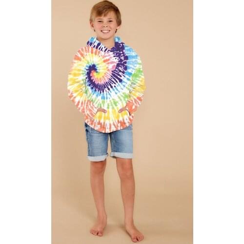 New Spring Autumn Tie Dye 3D Pullover for 7-14Years Kids Jackets Children Clothing Size Kids Hoodies Boys Coats Girls Outwear