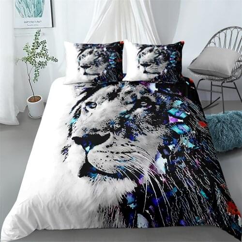 Oil painting animals bedding set single twin double queen king cal king size bed linen set