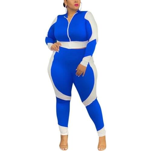 2 Pieces Pants Sets Womens Outfits Plus Size 4XL 5XL Patchwork Blouse & Pants Skinny Fashion Sport Outwear Causal Matching Sets