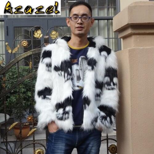 Hot Winter Warm Clothes Men Hooded High Imitation Fox Fur Coat Man Nightclubs Personality Trend Skull Coats Male Jackets S-6XL