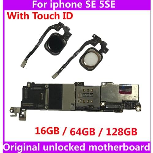 16GB 64GB 128GB Clean iCloud motherboard with / NO touch ID for iphone SE For Apple A9 Original IOS system unlocked mainboard