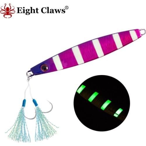 EIGHT CLAWS 21g Metal Jig Fishing Lure Luminouse Glow Ice Jigging Bait Offshore Long Casting Swimbait Wobbler Minnow Shad L