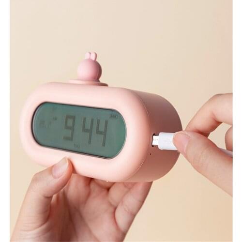 Cute Cartoon Alarm Clock Kids Digital Alarm Clock Cartoon Night Light Bedroom Kitchen Night Light Silent Desktop Lamps