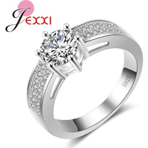 Trendy Genuine Qualified 925 Sterling Silver Cubic Zirconia AAA Crystal Bridal Women Wedding Engagement Proposal Ring
