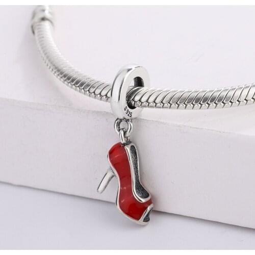 Fashion 925 Sterling Silver Hot Sale High Heel Shoe High Heel Shaped Big Hole Charms Bracelet DIY Jewelry Making For Pandora