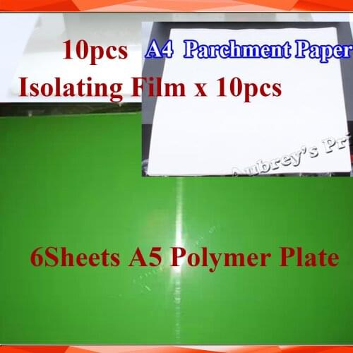 6Sheets A5 Water Washable Plate+ 10Pcs A4 Parchment Paper +10 Isolating Film + Exposure UV Stamp Kit Selfinking Stamping