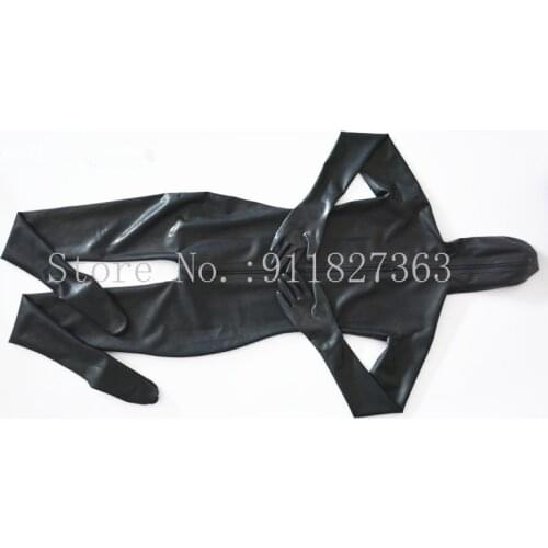 Man full cover latex catsuit with hood and socks with attached gloves plus size custom made