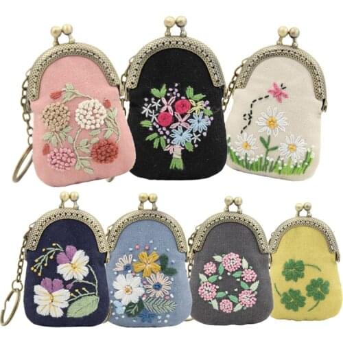 DIY Embroidery Kit of Necklace Mini Bag Needlework Handmade Cross Stitch Embroidery Car Pendant Sewing Art Craft Home Decor