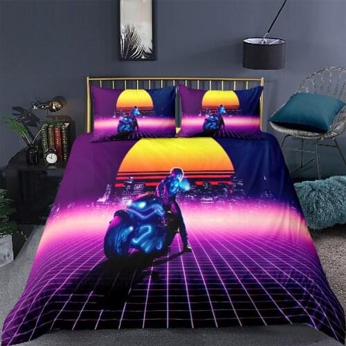 3D Cartoon Off-road Motorcycle Printed 2/3Pcs Bedding Set Boys Teens Duvet Cover and Pillowcase Home Textile Queen and King Size