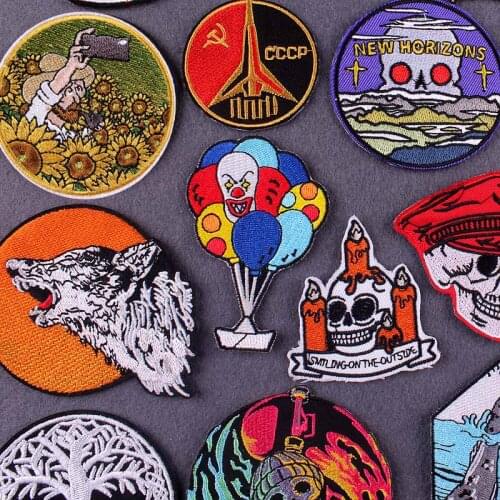 Rock/Punk/Skull patches For Clothing Willdness Van Gogh Embroidered Patches For Clothes DIY Iron On Patches Badge For Backpack