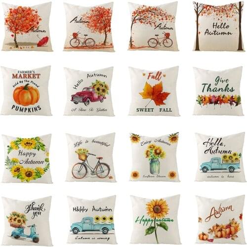 45*45 cm Maple Pumpkin Linen Pillow Case Soft Cushion Cover Home Decoration For Office Bedroom Car Living Room Cushion Cove