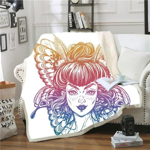 Mysterious Woman Sherpa Blanket 3D Print Personality Girl Throw Blanket For Bedroom Fleece Blanket Nap Office Weighted Blanket