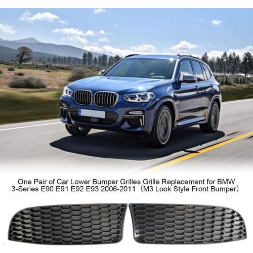 One Pair of Car Lower Bumper Grilles Grille Replacement for B MW 3-Series E90 E91 E92 E93 2006-2011(M3 Look Style Front Bumper)