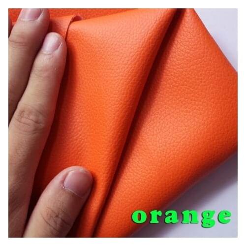 Orange Small Lychee Pu Leather Faux Leather Fabric Pu Artificial leather Upholstery Leather Sold By The Yard Free Shipping