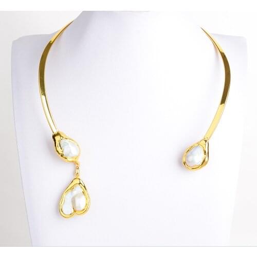 AA Top Grade Immaculacy White Keshi Pearl 18 K Yellow Golden Plated Choker Necklace