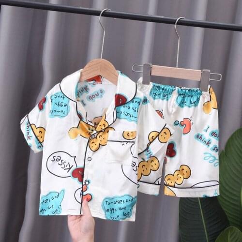 Sandy beach Summer Children Sleepwear Toddler Boys Pyjamas Kids Homewear Nightwear Short sleeve Cool Baby Girls Tracksuit Sets