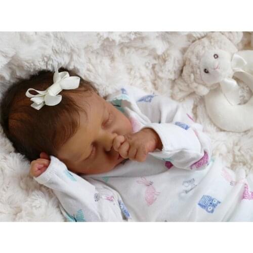P31B 49cm Realistic Doll Close Eyes Sleeping Girl Soft Vinyl Silicone Open Mouth Baby