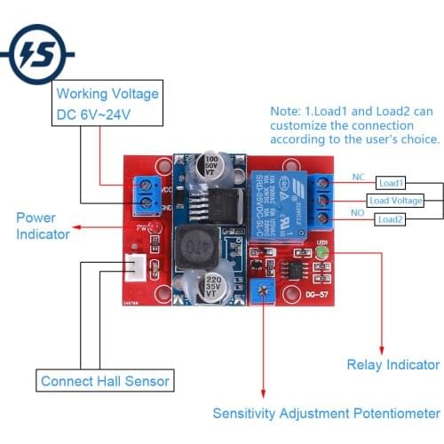 12V 24V Magnetic Control Switch Relay Module Hall Sensor Module Alarm