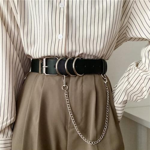 New Design Punk Wide Canvas belts for coat silver pin Buckle Belt Female fashion Waist Strap Chain Belts for Women Jeans gifts