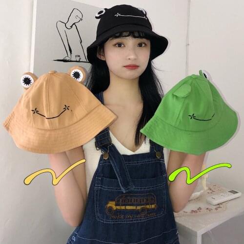 Summer Sunscreen Fisherman Cap Beach Caps Outdoor Fishing Hunting Sunhat Headwear Foldable Cotton Cute Frog Bucket Hat
