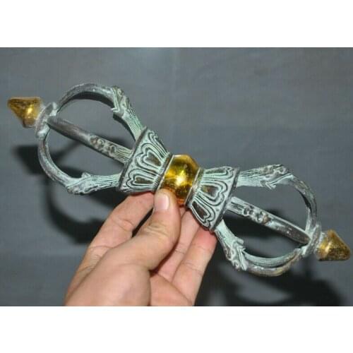 Old Tibet Buddhism Bronze Gilt Exorcism Talisman Vajra Dorje Phurpa Faqi statue