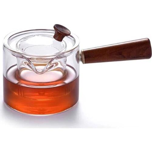 500Ml Hand Made Heat-resistant Glass Teapot Tea Infuser Pot With Wooden Handle Boiling Tea Kettle Coffee Pot Puer Kettle