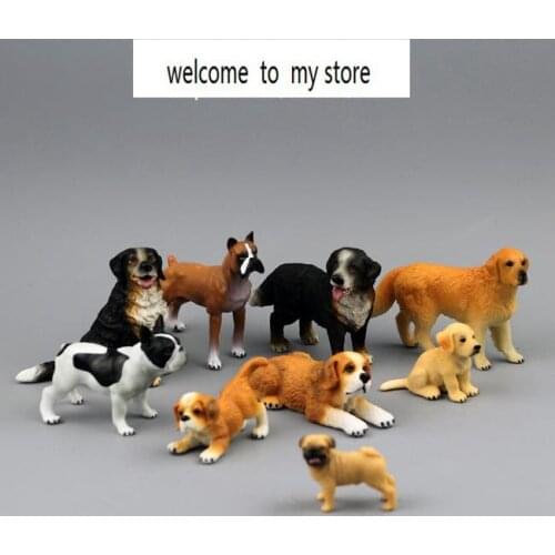 Solid pvc figure model toy gift 9pcs/set Animal Simulation Model French Bulldog Retriever St. Bernard dog boxer dogs