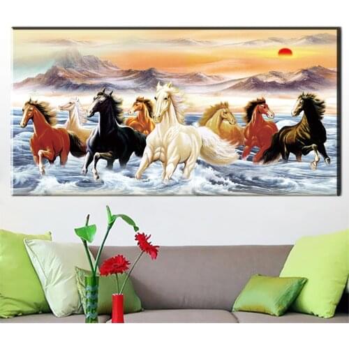 Creative Eight Running Horse Canvas Painting HD Prints on Canvas Poster Wall Art Picture Living Room Home Decor