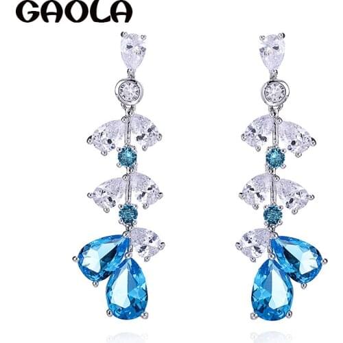 GAOLA Fascinating Multi Color Cubic Zirconia Long Dangle Earrings For Women Europe Style Party Drop Earring Jewellery GLE7460Y