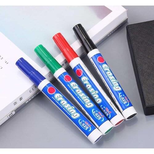 10Pcs lot Colorful black School classroom Whiteboard Pen Dry White Board Markers Built In Eraser Student childrens drawing pen