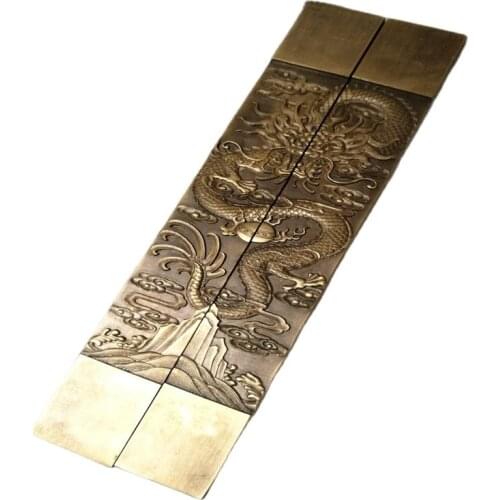 11 inches long pure Bronze Relief dragon Large Paperweight