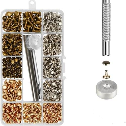 180 sets of metal leather tool rivets DIY with 2 sizes of decorative rivets double hollow rivets