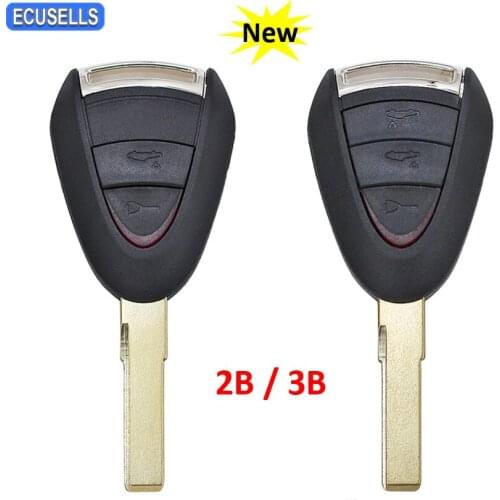 2/3 Button Remote Car Key Shell Case Housing Cover for Porsche Cayman 911 Boxster Carrera GT with Uncut Blade