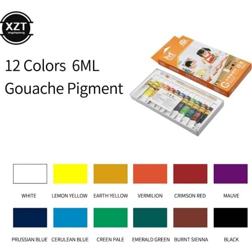 6 ml 12 Color Professional Acrylic Paints Set Hand Painted Wall Paint Tubes Artist Draw Painting Pigment Hand-draw Free Brush