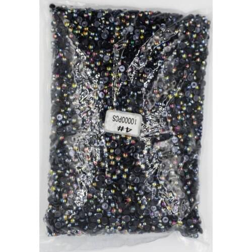2mm,4mm,5mm,6mm,8mm,10mm,12mm Jelly Black AB Flat back ABS round Half Pearl beads, imitation plastic half pearl beads