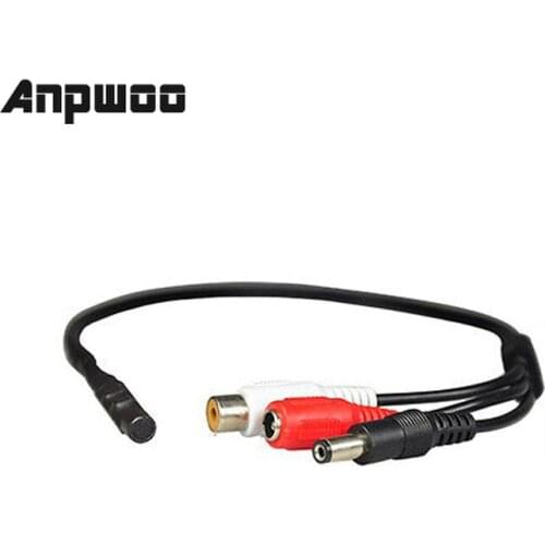 ANPWOO Mini pickup CCTV microphone Wide range camera microphone Mini microphone with DC output, suitable for CCTV security DVR